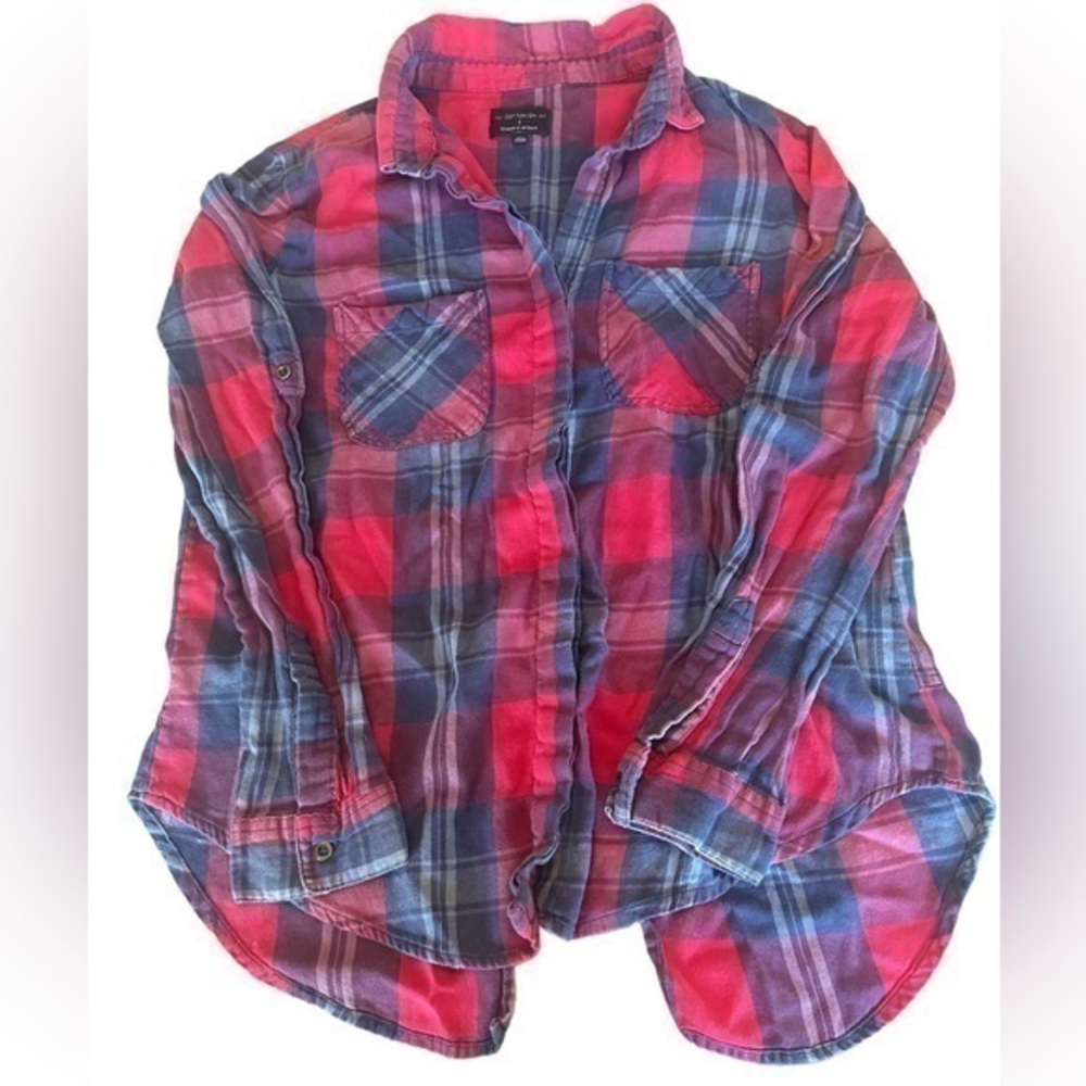 Cotton On Soft Flannel Print Button Up Shirt  - Womens Size Small - Red